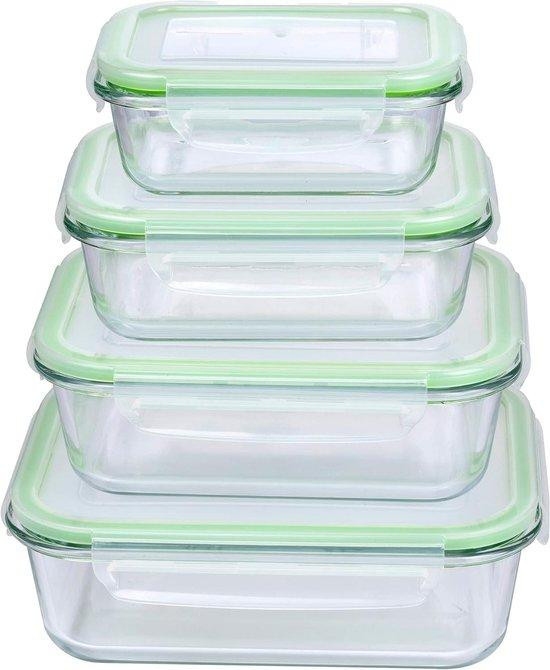 Alpina Farben Vershouddozen met deksel - Glazen container set - 8-delig - 1520 ml - Groen