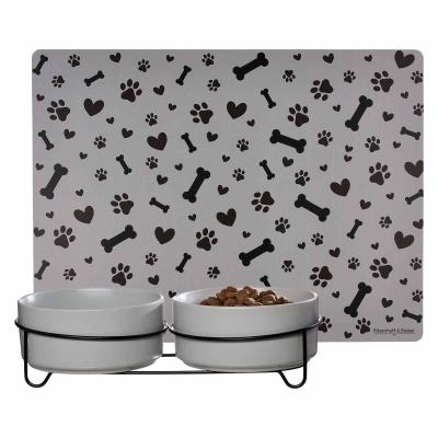 Futternapf RITZENHOFF & BREKER "Hunde-Napfset mit Unterlage Taro ø 17 cm 2er Set grau", grau, B:17cm H:9,5cm L:17cm T:17cm Ø:17cm, Näpfe, Spülmaschinengeeignet