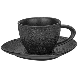 Kaffeetasse mit Untertasse Haruki in Schwarz ca. 200ml