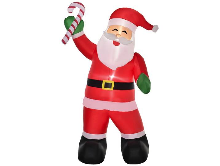 AUFBLASBARER Weihnachtsmann mit Zuckerstange 250 cm Santa Claus Geschenk LED