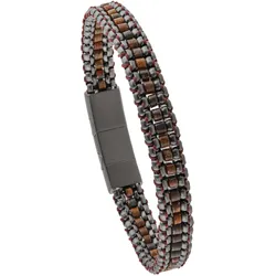 Holzkern Herrenarmband Edelstahl Offroad Bronzit/Grau