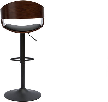 Miliboo Design-Barhocker höhenverstellbar schwarz und dunkles Holz EUSTACHE