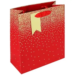 Clairefontaine 6x Mittelgroße Geschenktasche, Sternenregen auf rotem Hintergrund, 21,5x10 ,2x25,3 cm - Rot 34831-3C