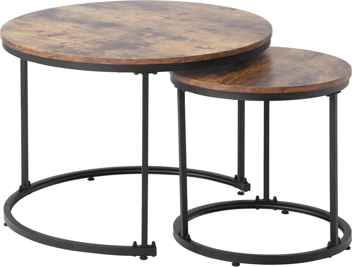 Moderne minimalistische bruine salontafelset met inklapbaar blad voor in de woonkamer