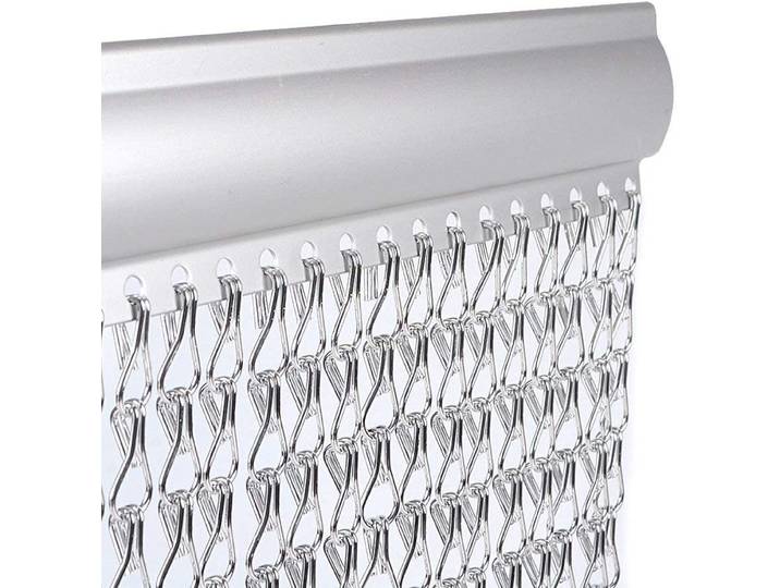 JOCurtain-écran métallique 35x83 pouces, pour porte et fenêtre, décoration intérieure, couleur argent
