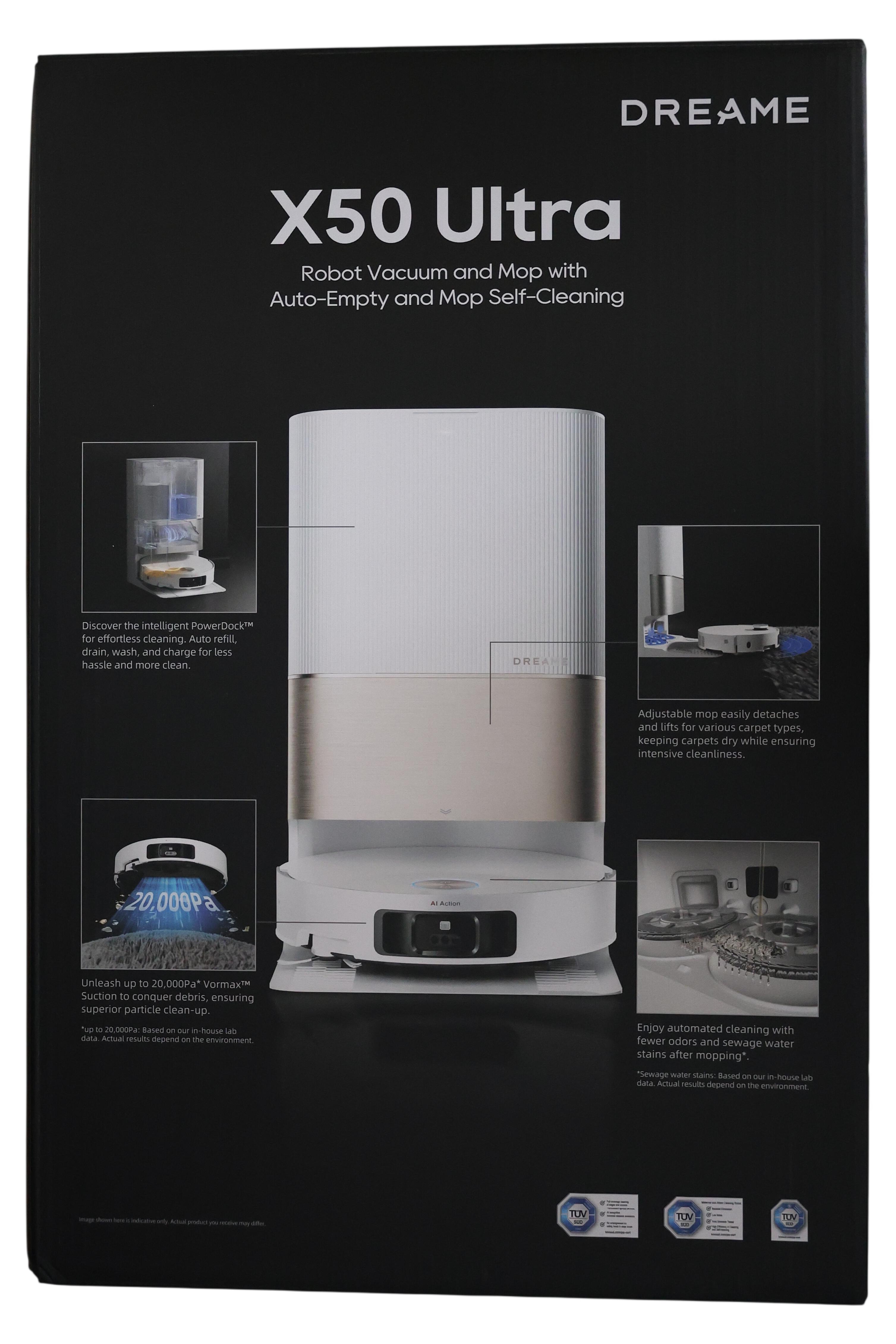Dreame X50 Ultra, Kombi, Edelstahl, Weiß, Rund, Staubbeutel, Ladend, Purification, 70 dB