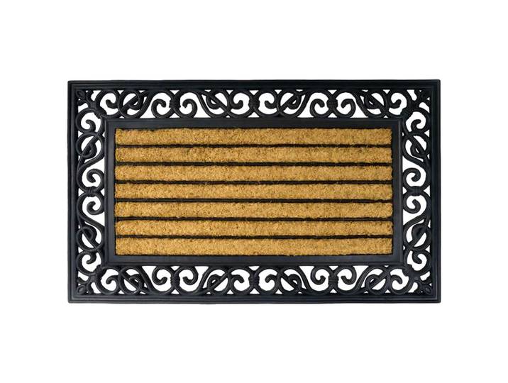 Relief-Gummimatte mit Kokoseinlage, Fussmatte, rechteckig, 75,5 x 45 x 1 cm