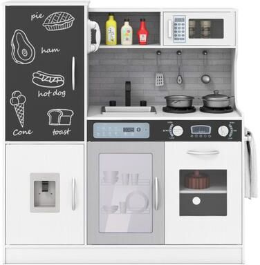 Costway Pretend Play Kitchen with Utensils for Kids Aged 3+-Silver