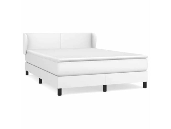 PUGYNBK Boxspringbett, Kunstleder, Weiß, 140 x 190 cm Verstellbares Kopfteil, Taschenfederkernmatratze, mittlere Härte, einfache Reinigung