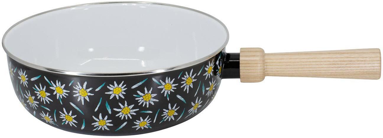 Fondue KADASTAR "Caquelon Edelweiss Wiese", schwarz, Ø:22cm, Fondues, Fondue schwarz Einheitsgröße