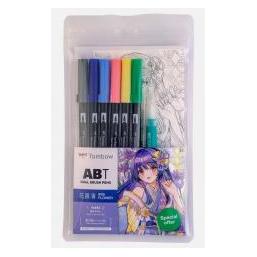 Tombow 6-farbige Filzstifte + Malbuch mit Irisblüten (6x) (78585335)