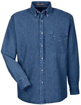Harriton M550T Men's Tall Denim Shirt in Dark size 2XLT   Cotton