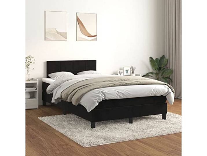 RJPLMFV Komplettes Bett, Velours, 120 x 200 cm, mit Lattenrost Matratze mit Taschenfedern, mittlere Unterstützung, verstellbares Kopfteil, Doppelbett