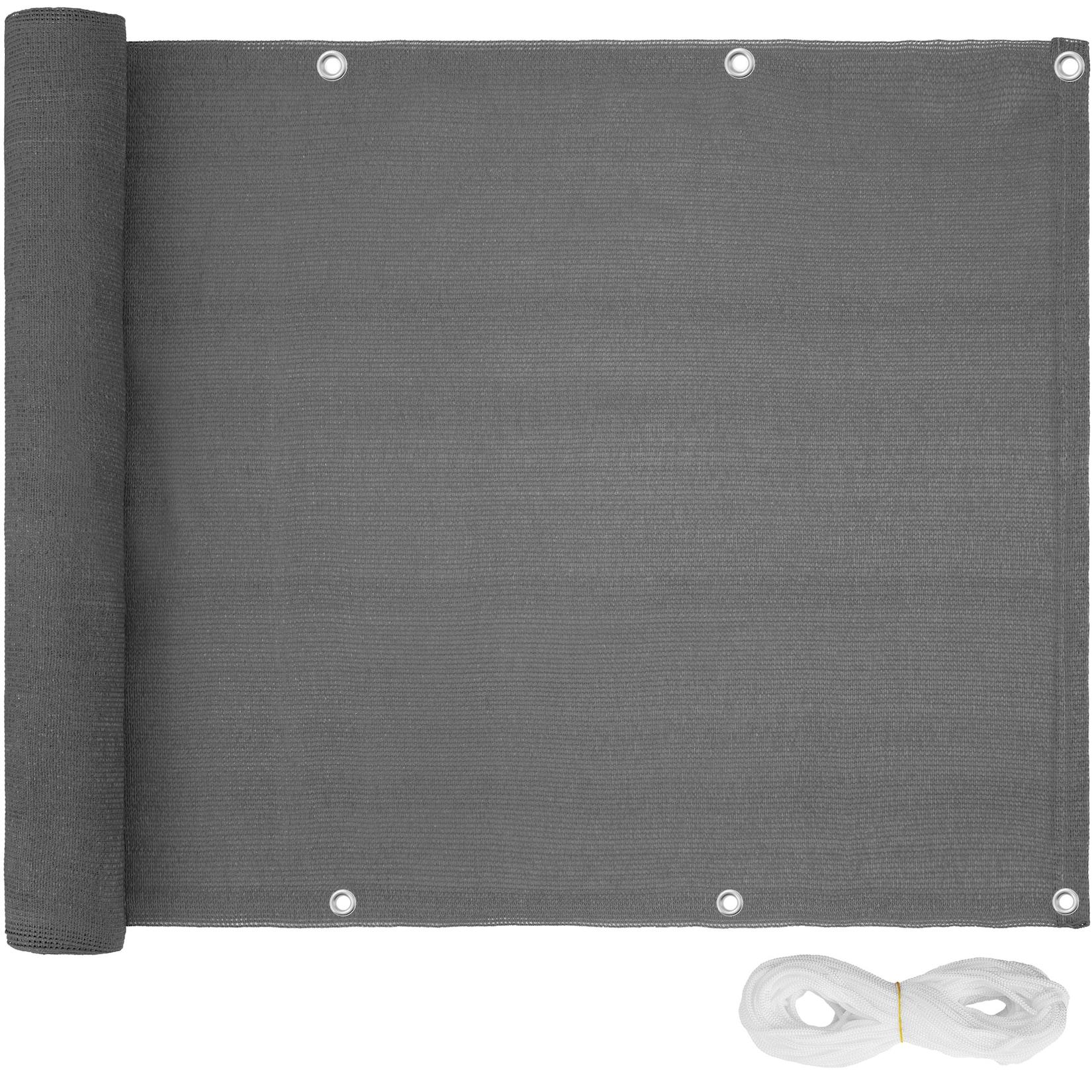 tectake® Balkon-Sichtschutz, witterungsbeständig und pflegeleicht, mit metallverstärkten Ösen und Kordel, 600 x 75 cm