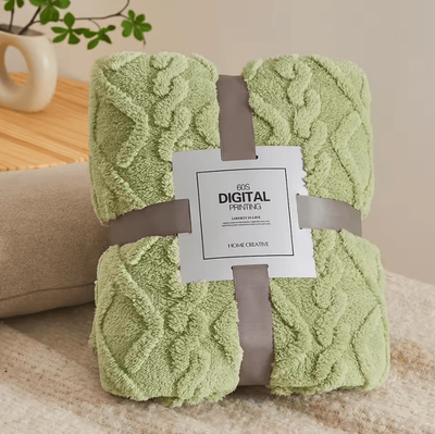 Inspire Curations Double Sided Jacquard Coral Fleece Blanket tfr Green 150x200cm