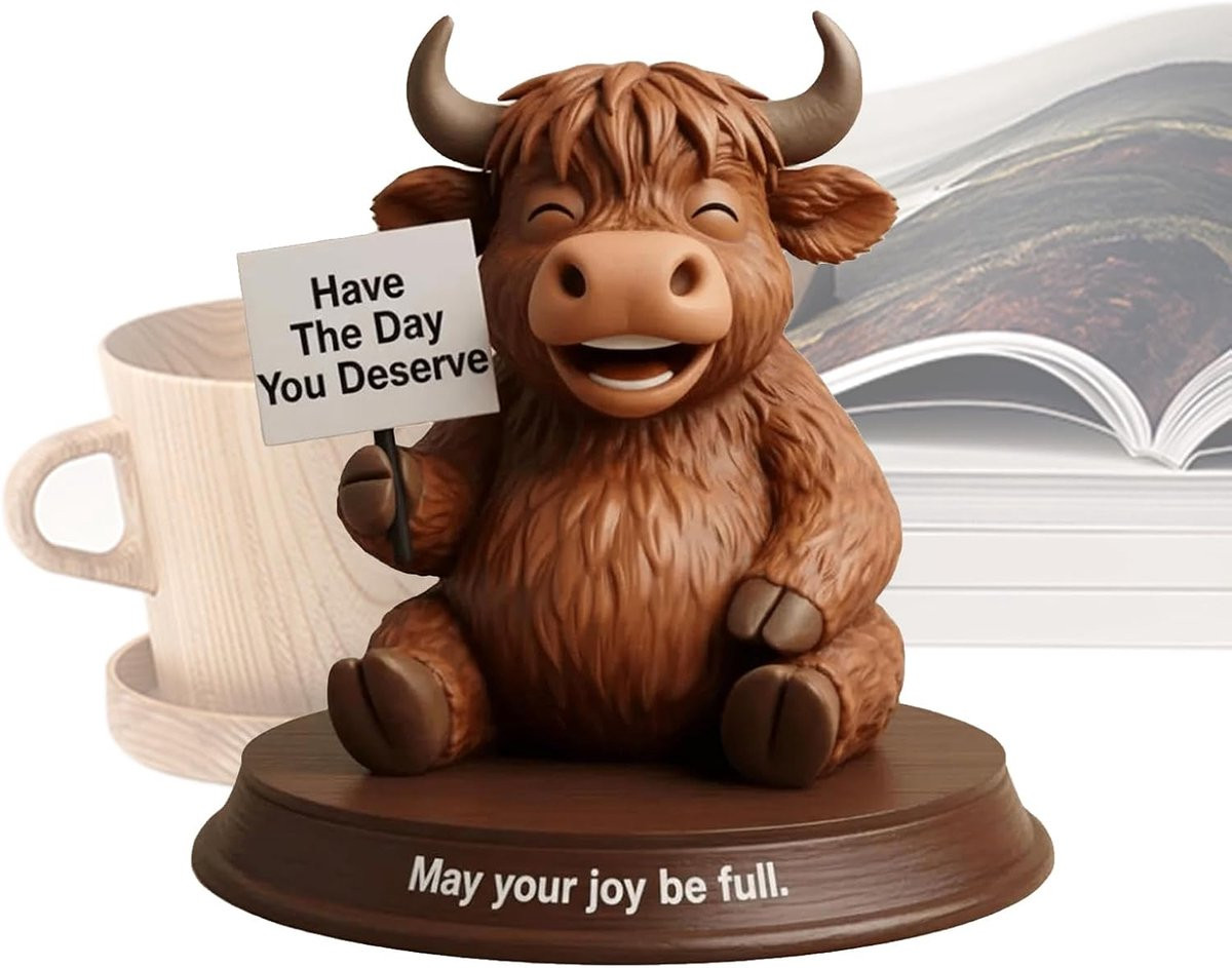 Wit Koe Standbeeld - Gedetailleerd Dieren Figuur voor Tafeldecoratie - 11 x 11 x 11 cm