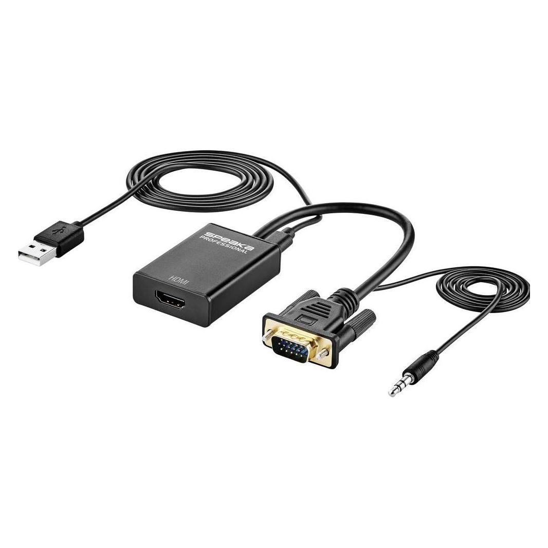 SpeaKa Professional AV Konverter SP-12111624 (VGA, Klinke - HDMI) 1920 x 1080 Pi (Kamera Konverter) (SP-12111624)