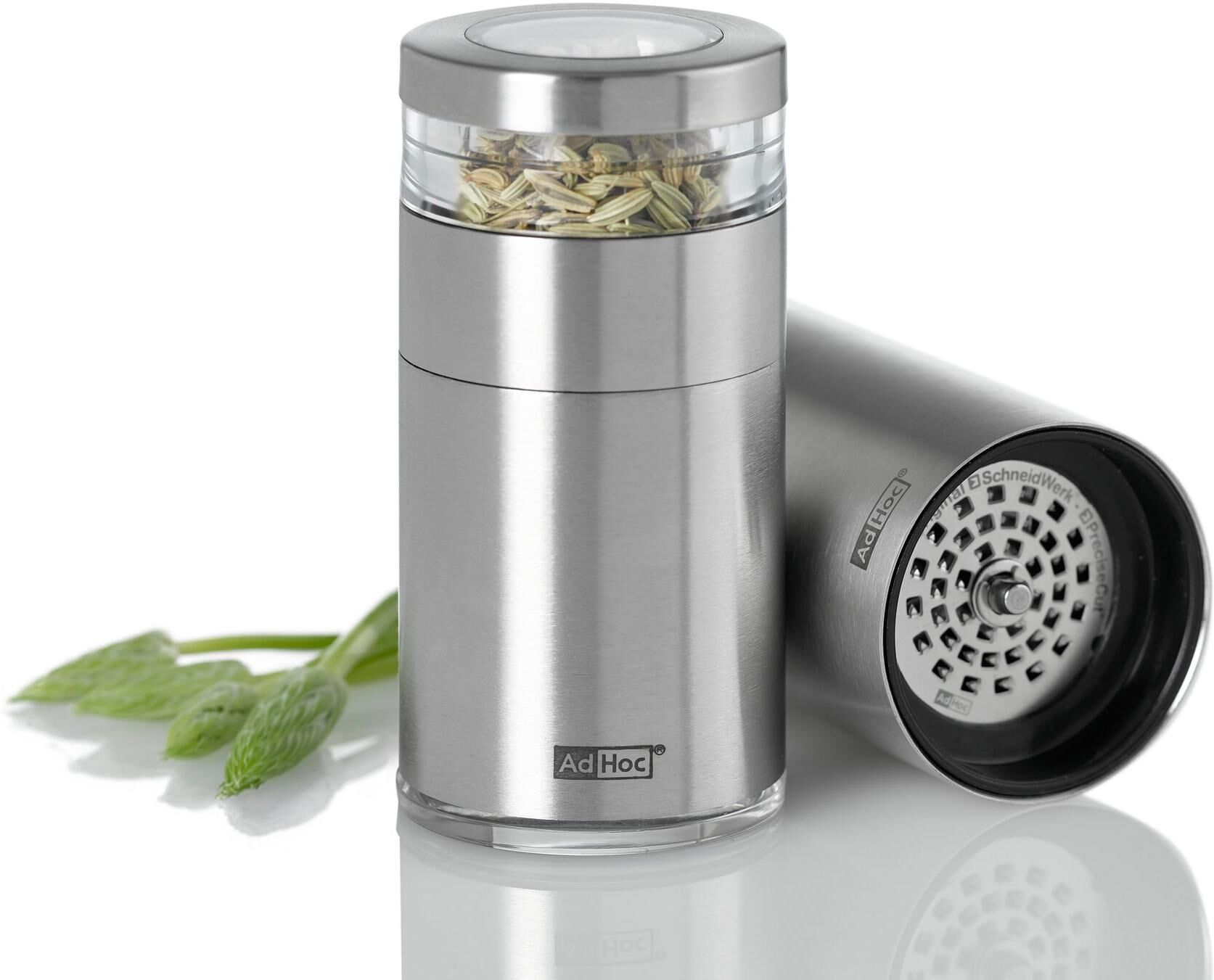 Gewürzmühle ADHOC "9 cm", silber (silberfarben), H:9cm, Küchenmühlen, Gewürzmühle silberfarben Einheitsgröße