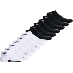 Champion Unisex Socken, 12er Pack - Quarter Socken, Basic, Logo Weiß/Schwarz / EU 43-46