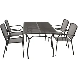 Garnitur CLASSIC 5-teilig, Streckmetall anthrazit (Tisch 90x150cm)