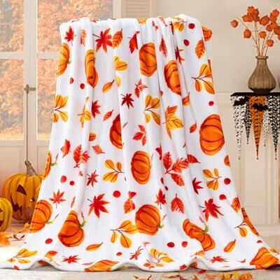 Shop Station Cozy Fall Throw Blanket Soft Pumpkin Throw Blanket For Halloween & Autumn Home Decor b 27.56 39.37 In