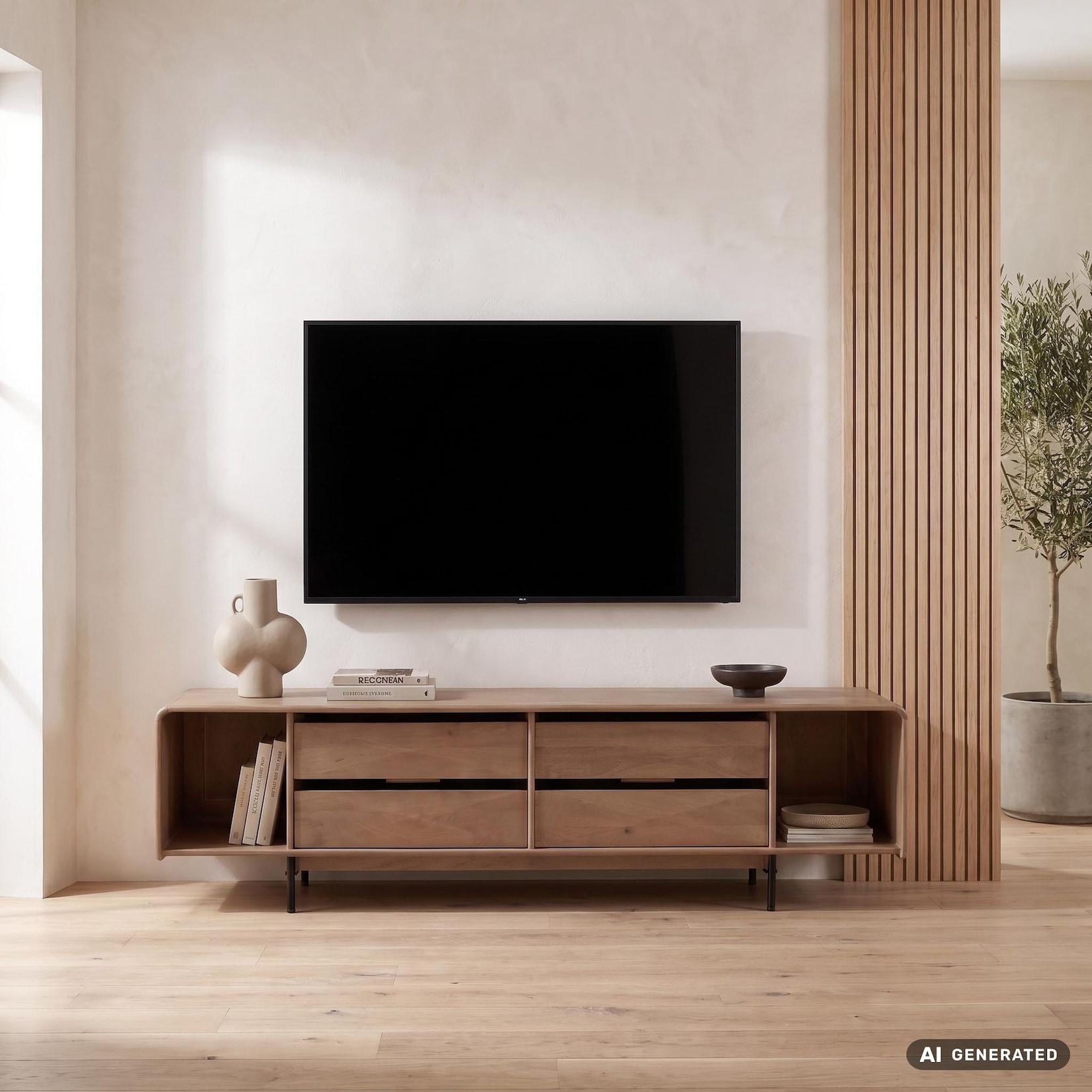 TV Board 85 Zoll Lowboard Fernsehschrank Massivholz 180cm Schubladen Handmade