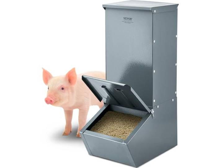VEVOR Mangeoire pour porcs\, capacité de 90\,9 L\, mangeoire pour porcelets à porte unique\, en acier galvanisé\, distributeur de nourriture polyvalent pour bétail\, accessoire de ferme pour nourrir 5 porcs