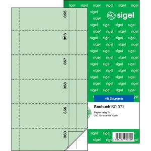Sigel Bonbuch BO071, fortlaufend nummeriert, Kompaktblock mit 360 Bons, hellgrün
