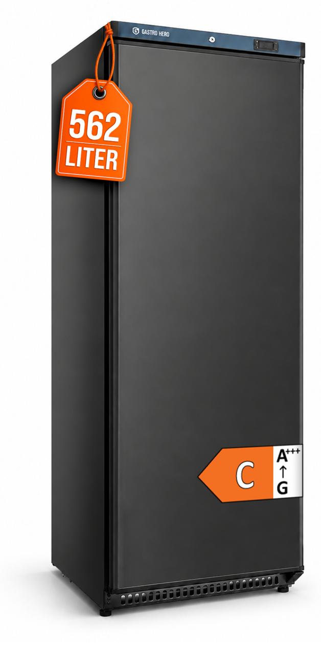 GastroHero Lagerkühlschrank ECO 600 Schwarz 562 Liter Umluftkühlung 0 bis +8 °C automatische Abtauung Gewerbe Kühlschrank