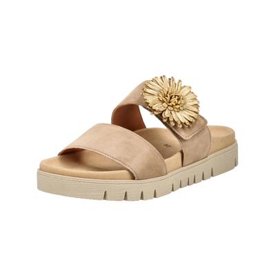 Pantolette GABOR "Gabor Pantoletten Leder", Damen, Gr. 37, beige (sand), Leder, Schuhe Pantolette