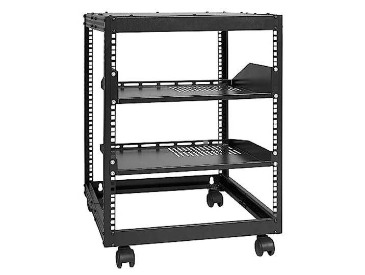 VEVOR Rack de Serveur à Cadre Ouvert 12U Support de Serveur réseau autoportant Mural Profondeur réglable 58\,5-101\,6 cm 4 Montants roulettes pour équipements informatiques de réseau\, routeur\, Modem