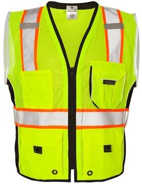 Kishigo 1513-1514 Premium Black Series Heavy-Duty Vest in Lime size Large   Mesh