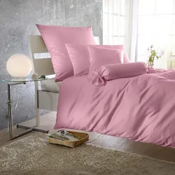 BettwarenShop Uni Mako-Satin Bettwäsche Rosé Quarz 135x200 cm + 80x80 cm - pink