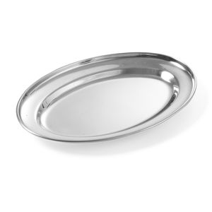 Hendi Servierplatte 404409, 40 x 26cm, Edelstahl silber, oval