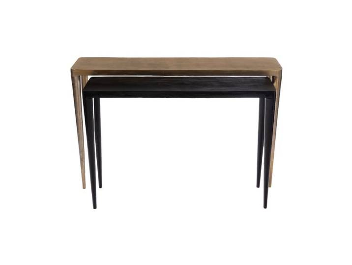 Lot de 2 consoles 120 et 100 cm en aluminium doré et noir