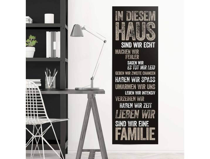 Poster In diesem Haus Material: Papier Motiv: Sprüche & Zitate Schwarz/Schwarz 53 x 158 x 0cm