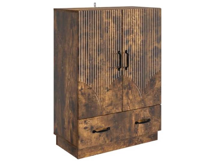 TEKGHUT Sideboard Geräucherte Eiche 66 x 34,5 x 92 cm Holzwerkstoff Verstellbare Regale, Schubladen, offene Fächer, Holzwerkstoff, Esszimmer, Wohnzimmer, Flur