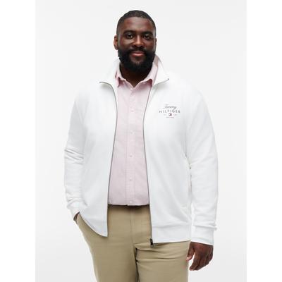 Sweatjacke "BT-SCRIPT STACK STAND COLLAR", Herren, Gr. 5XL, weiß, Sweatware, Obermaterial: 100% Baumwolle, TOMMY HILFIGER BIG & TALL, normal normal, Rippbündchen, Sweatjacken Sweatjacke, Große Größen