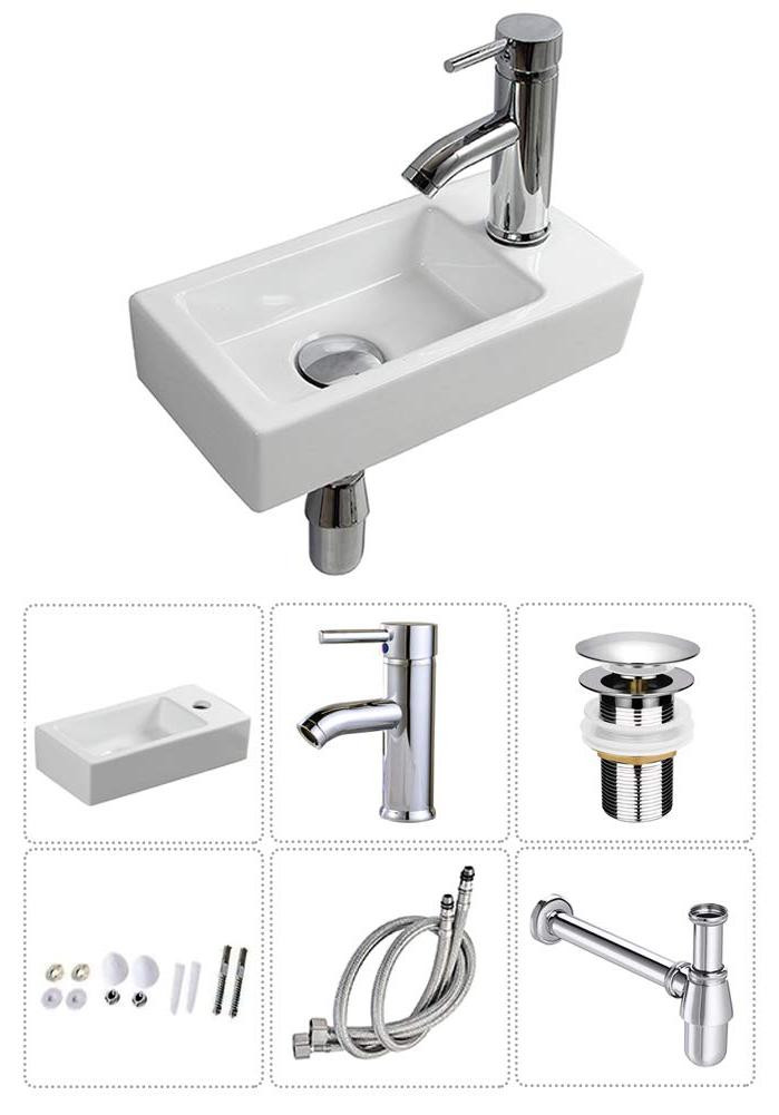 Dripio Wandwastafel, rechthoekig, keramiek, wit