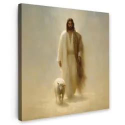 LEINWANDBILD Schaf - Jesus - Pinselstriche - Abstrakt Wandbild Wohnzimmer 50x50 cm