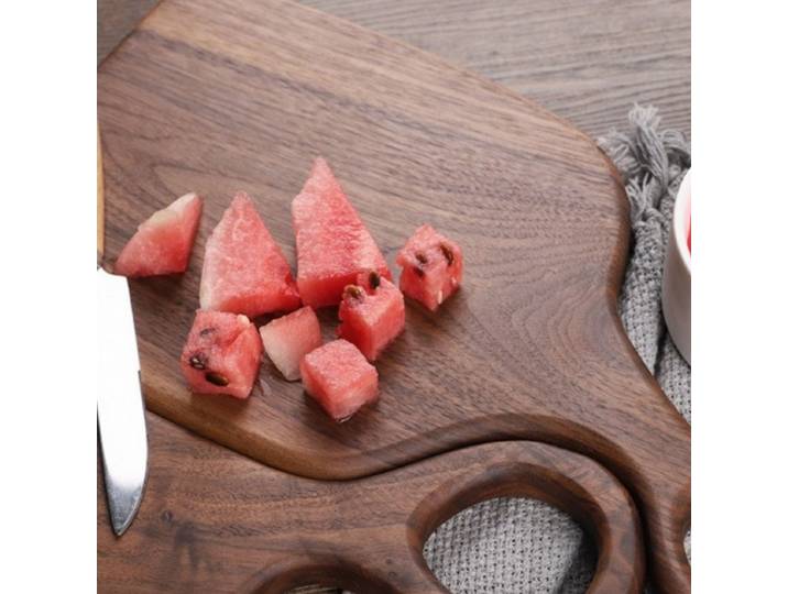 Planche à découper Durable pour Couple en noyer, planche à fruits de cuisine en bois massif avec poignée, Design élégant