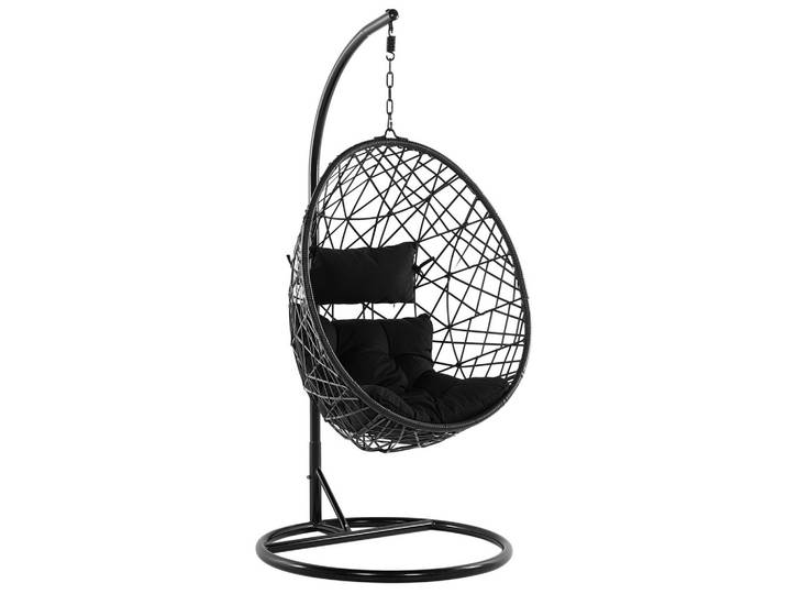 HÄNGESESSEL mit Gestell PE Rattan schwarz 96 cm Alatri