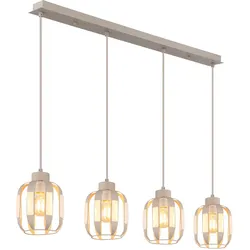 Pendelleuchte Hängelampe Wohnzimmerlampe Höhenverstellbar Weiß Metall L 100 cm