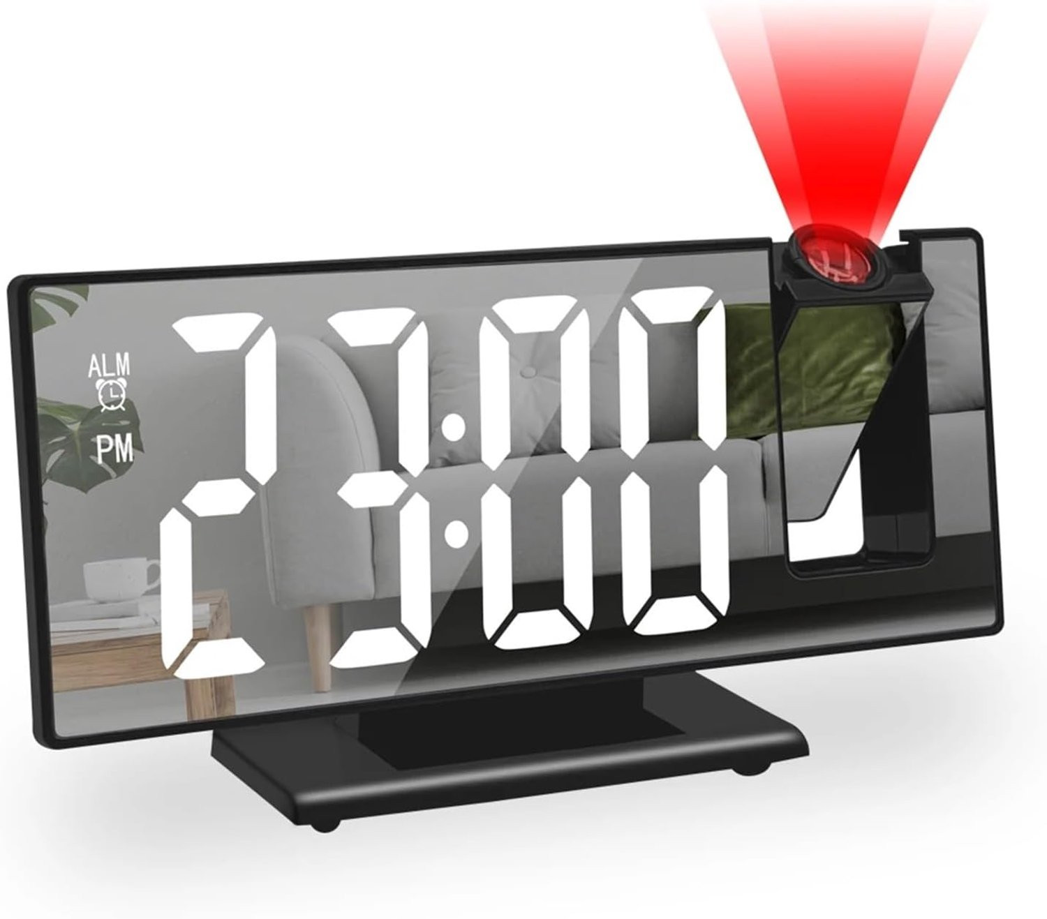 Digitale Wekker met Projectie en Temperatuurweergave - Zwart-Wit
