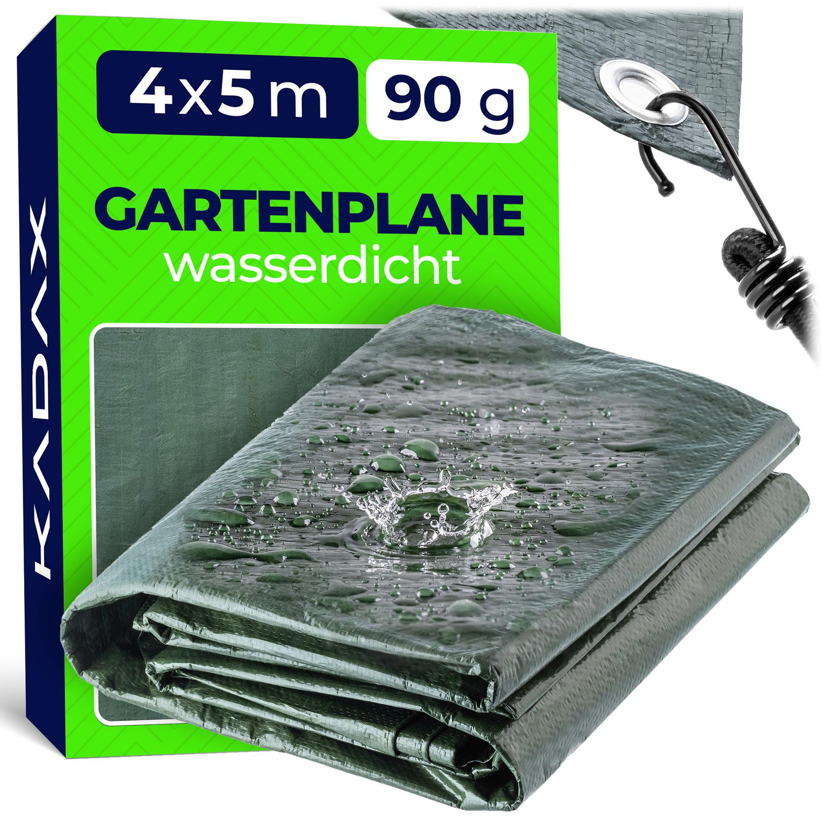 KADAX Korsor waterdicht afdekzeil voor tuinmeubels en boten, groen, 20 m²