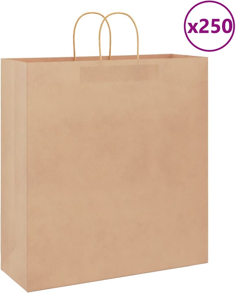 vidaXL Sacs en papier 250 pcs avec poignées marron 45x17x48 cm