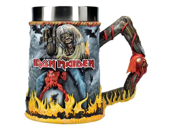 Figuren Shop GmbH Bierkrug Krug Iron Maiden - The Number of the Beast - Merchandise Bierkrug Deko, Kunststein (Polyresin), Edelstahl