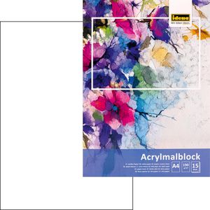 Idena Acrylmalblock 68163, A4, 190g/m², weiß, geleimt, 15 Blatt