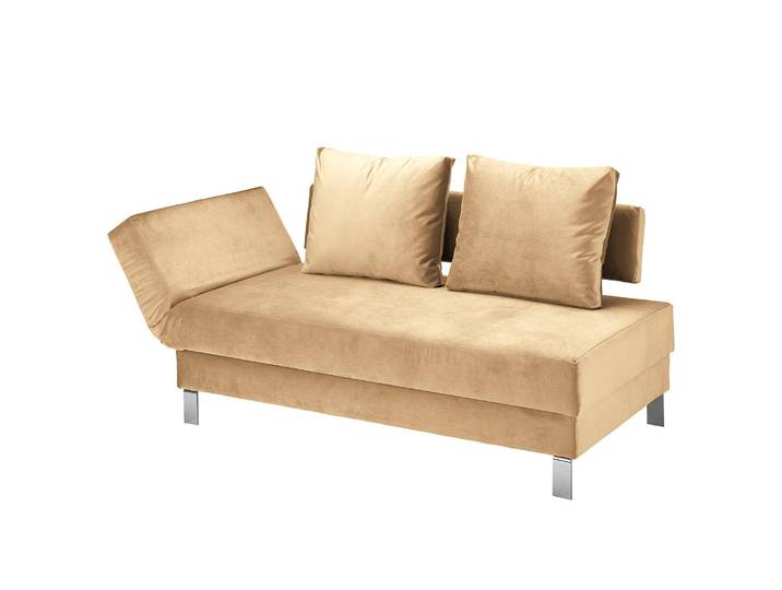 Recamiere Athmos mit Schlaffunktion Beige Samt Bahida 202cm Armlehne davorstehend links mit Armlehnen Modern
