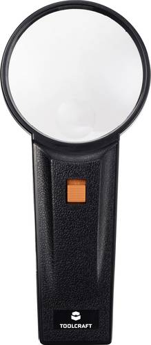 TOOLCRAFT TO-10182534 Handlupe mit LED-Beleuchtung Vergrößerungsfaktor: 2 x, 4 x Linsengröße: (Ø) 75mm